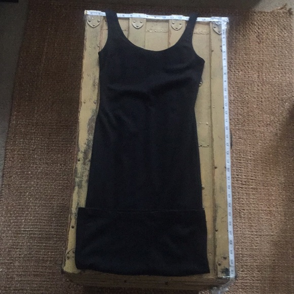 FOREVER21 BLACK SCOOP NECK BODYCON MIDI DRESS S - Picture 2 of 7